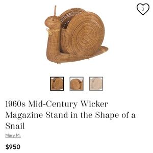 Mid Century Wicker Snail magazine stand